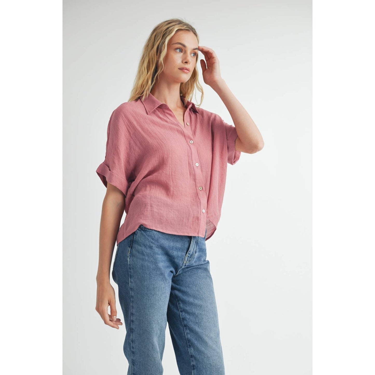 SHORT SLEEVE COLLAR SHIRT: Azurite / FT62936