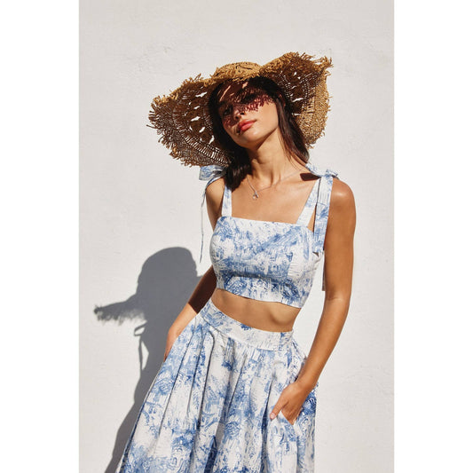 Coastline Tie shoulder Crop Top: PORCELAIN / FT12652-P1897