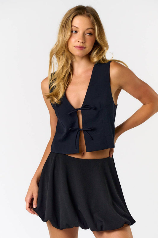 IBT31775 FRONT TIE VEST: NAVY