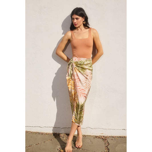 Sunkiss Sarong Wrap Skirt: DESERT PALM / FS10826-P2056