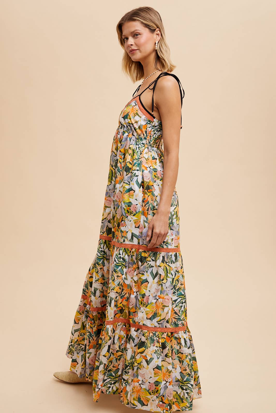 ILD5745 FLORAL MAXI DRESS: ORANGE ILD5745