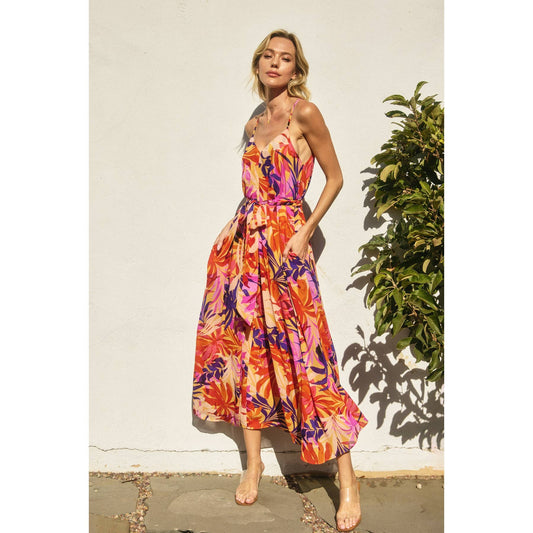 Coastal Cruising Extra Flared Maxi Dress: SUNSET FRONDS / FD11448-P1998_1