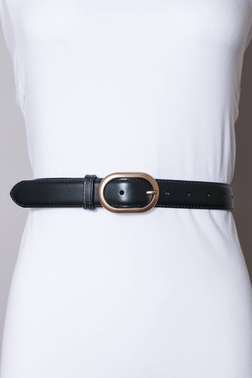 Matte Rosegold Oval Buckle Hip Belt: Brown