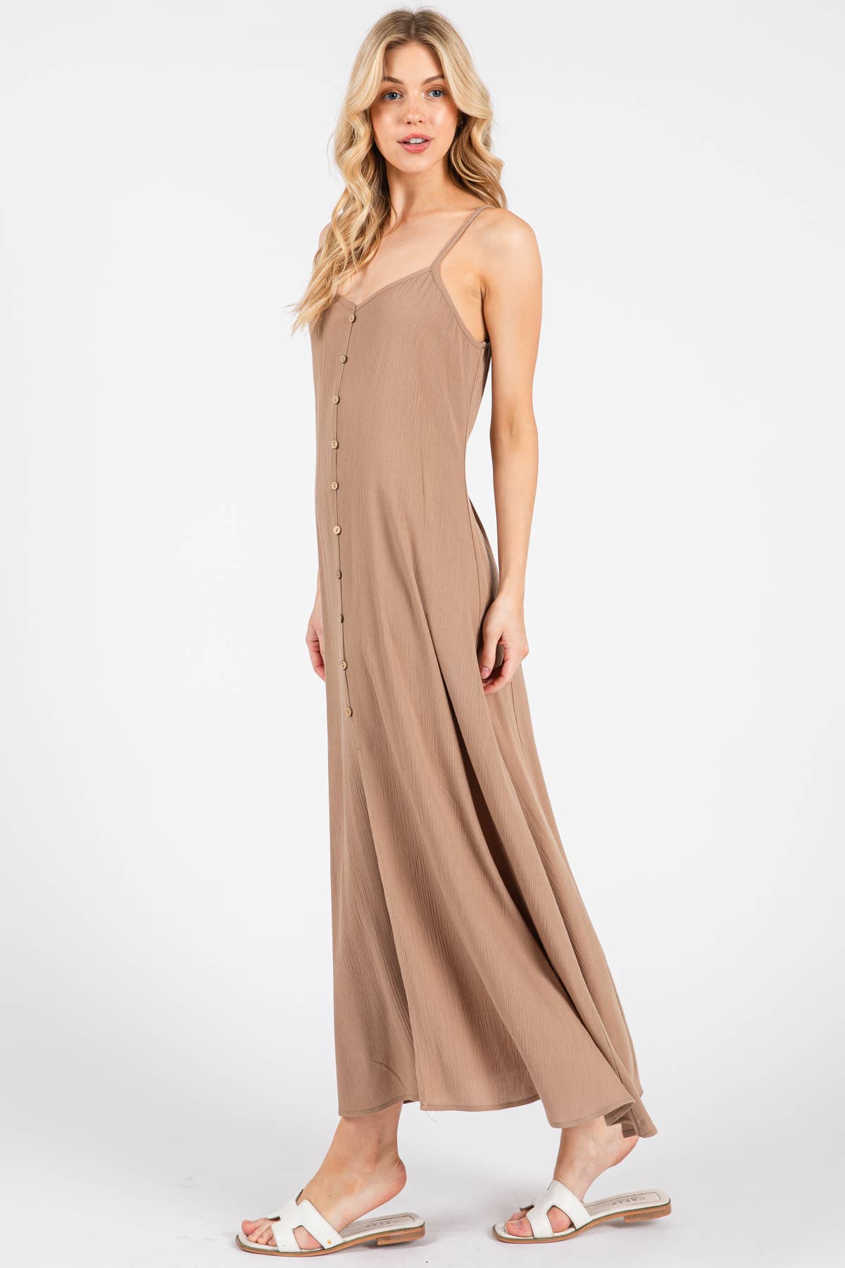 Heavy Gauze Flowy Dress - ND40209-HV: Vintage Olive