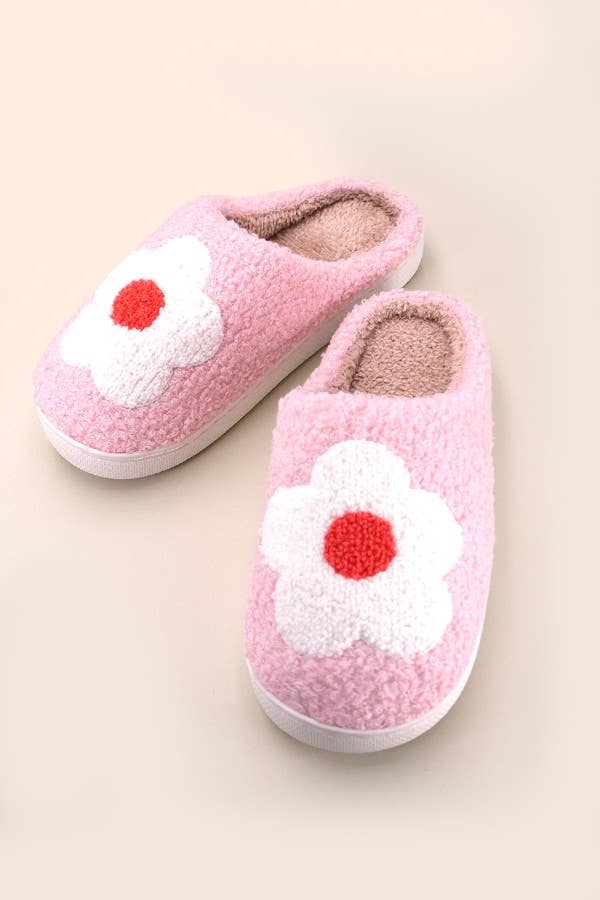 SOFT PLUSH MUSHROOM HEART RAINBOW WARM SLIPPERS | 40SP014: Rainbow / Large