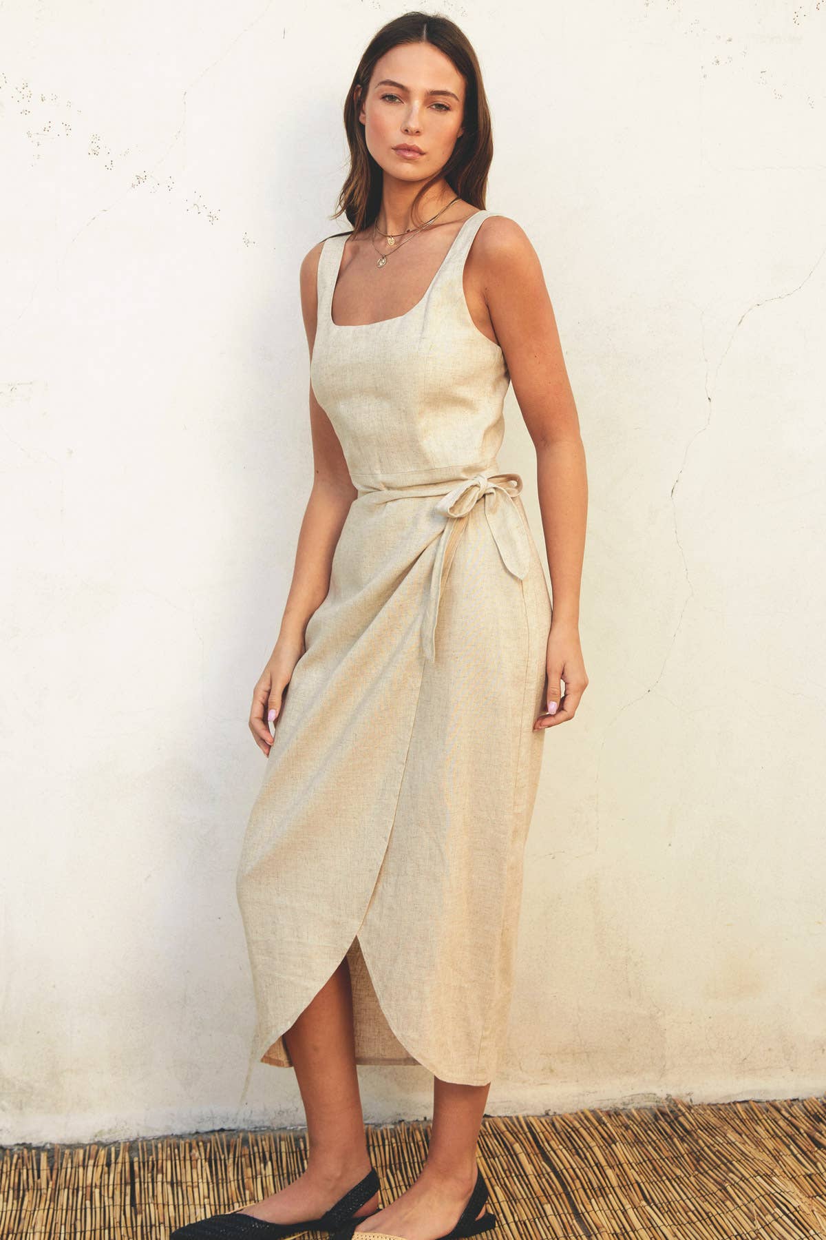 Heaven Sent Tulip Hem Midi Wrap Dress : BLACK / FD11527-P1465