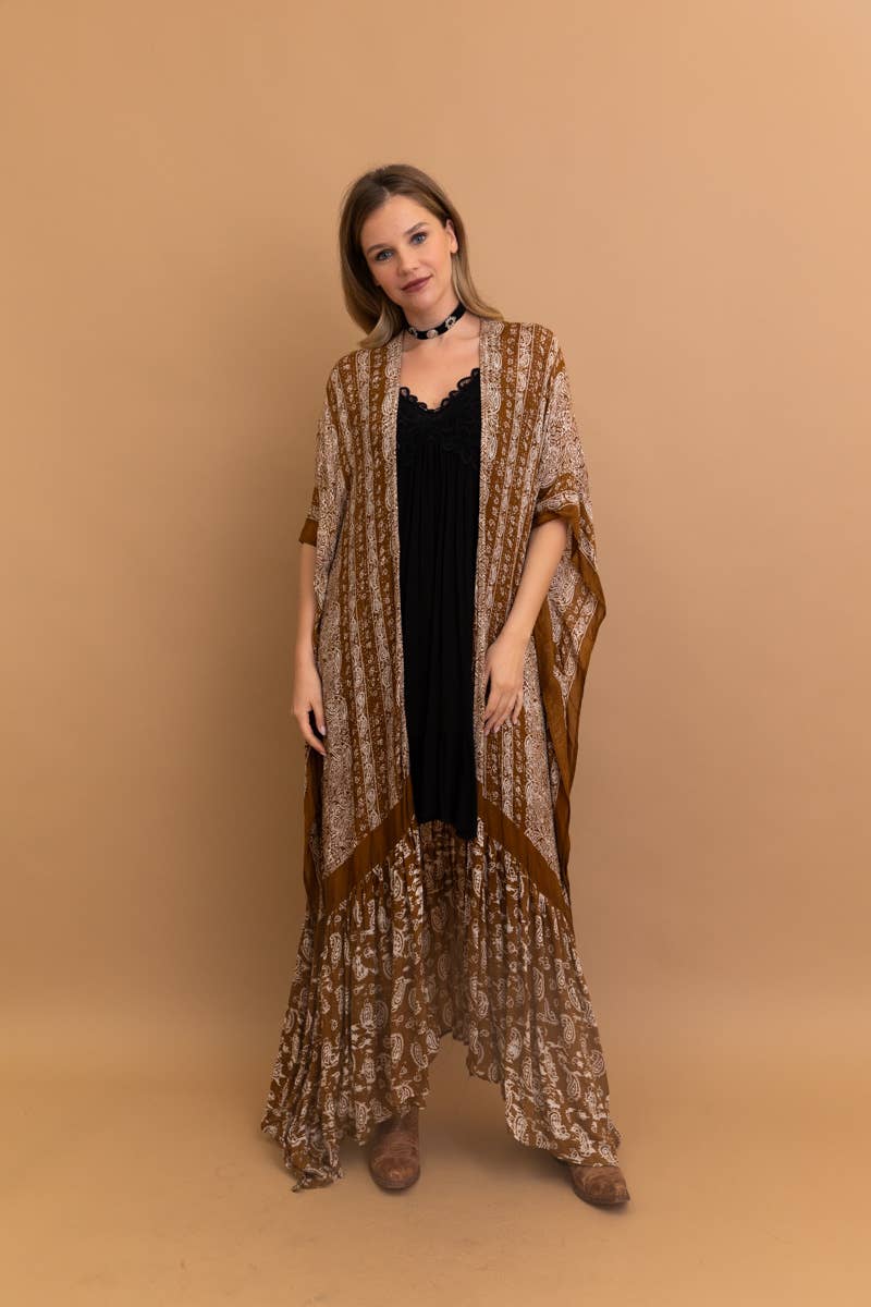 Free Flow Paisley Longline Kimono - Bestseller 😍: Chambray