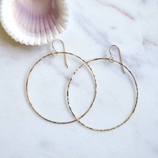 Hammered Hoops in Gold Filled