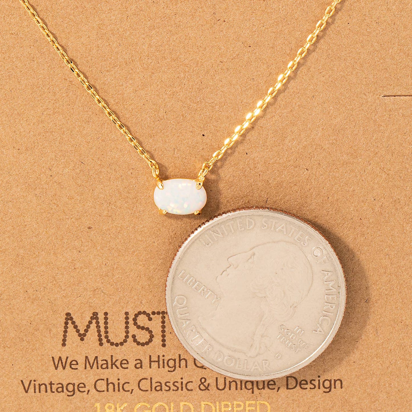 Dainty Opal Stone Pendant Necklace: G