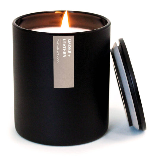 Smoke + Leather - Matte Black Tumbler Soy Candle