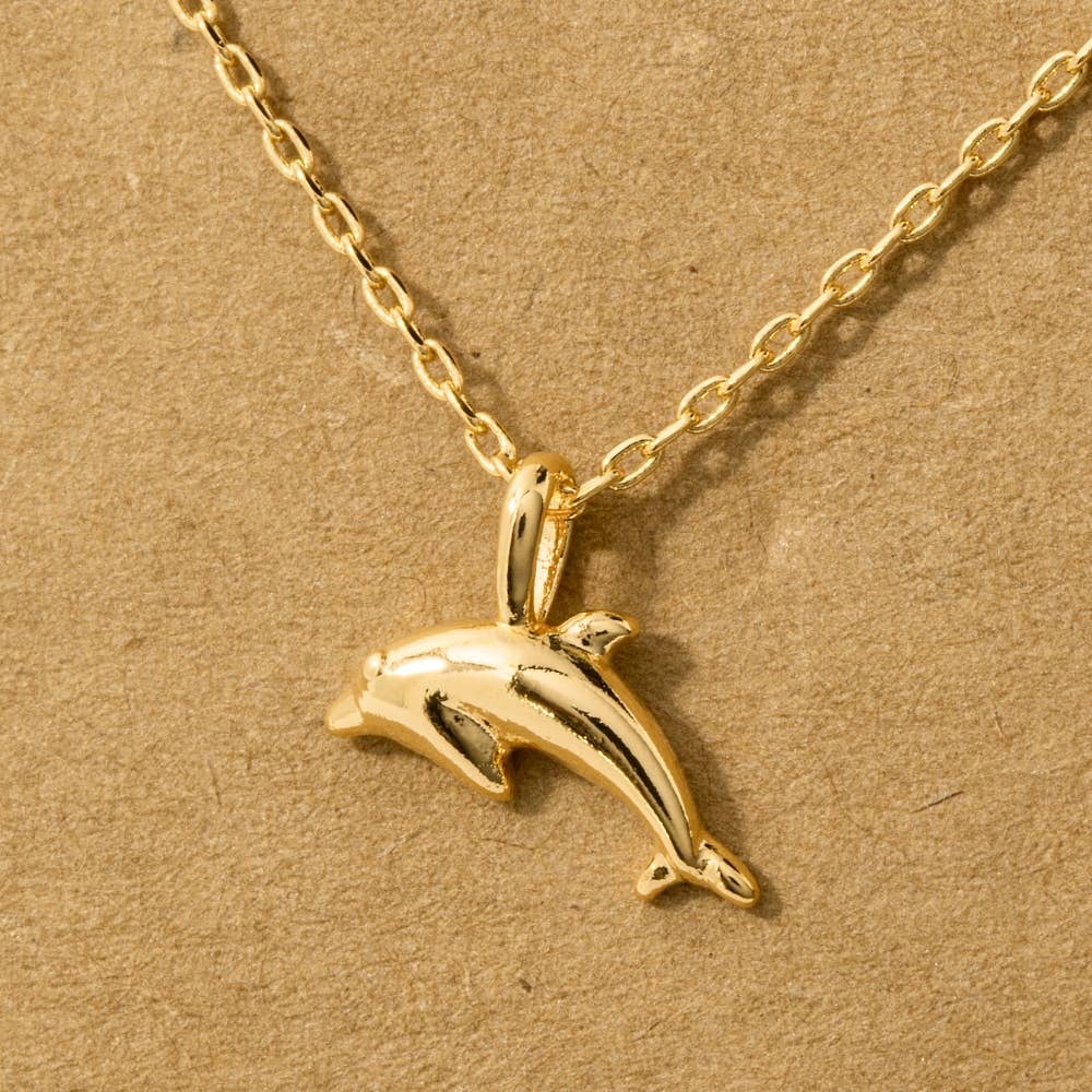 Gold Dipped Dolphin Pendant Necklace: S