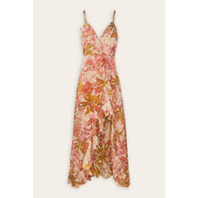 Load image into Gallery viewer, FD3126-P1305 Autumn Lily Satin Ruffle Maxi Dress: BLOOMING DAHLIA
