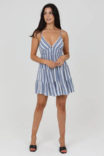 Load image into Gallery viewer, F4H12-RM42 STRIPED PRINTED V NECK OPEN BACK SUNDRESS:

