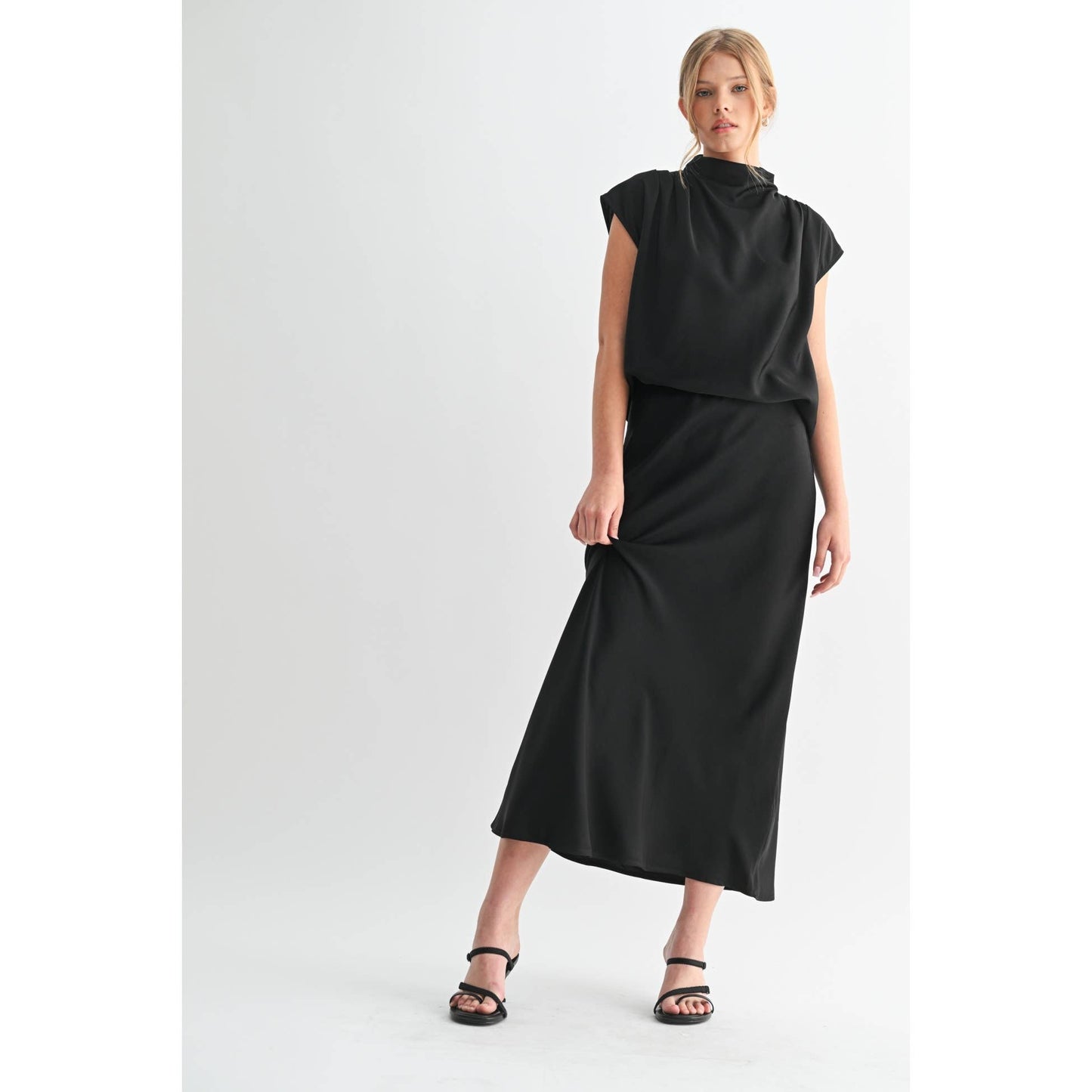 SOLID MAXI SKIRT: Brown / FS65099_4