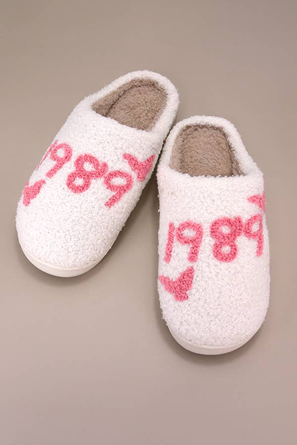 SOFT PLUSH MUSHROOM HEART RAINBOW WARM SLIPPERS | 40SP014: FLOWER PINK / Medium