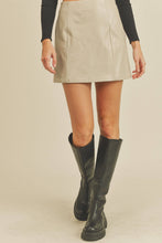 Load image into Gallery viewer, Pleather A-Line Mini Skirt: TAUPE
