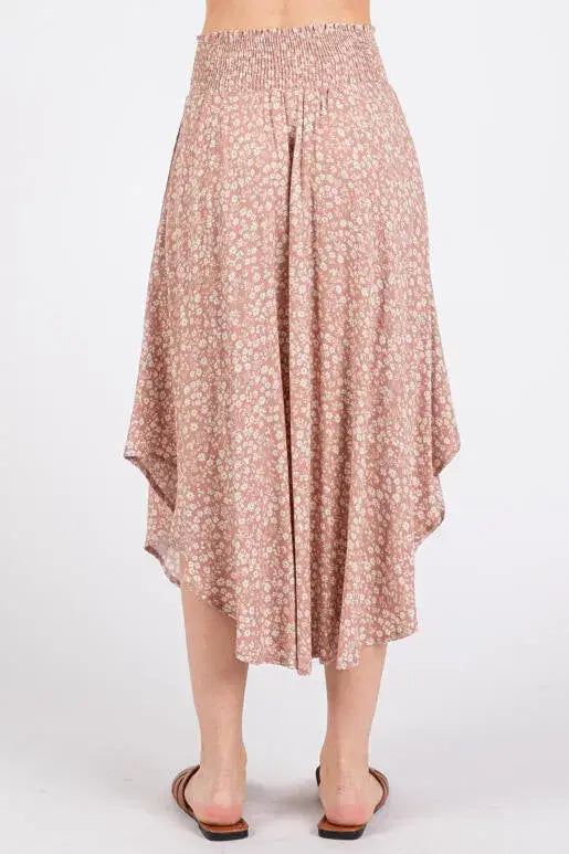 Print Waist Smocked Skirts - VNS16762H8: Night Purple