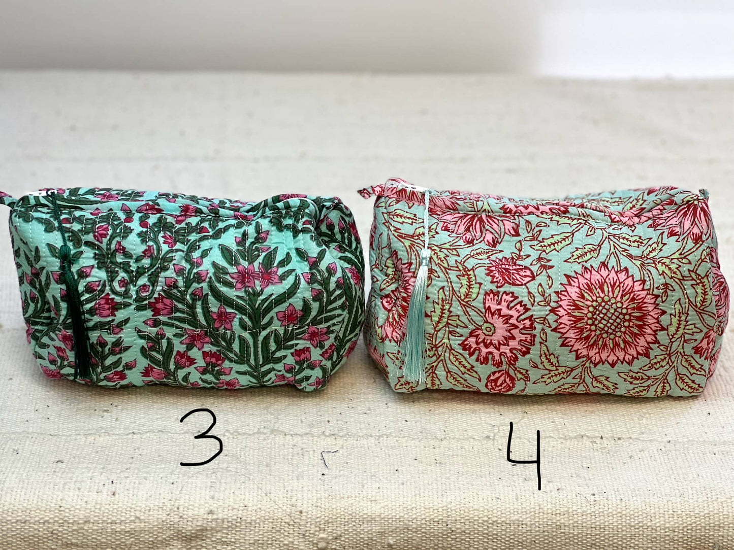 Block Print Cosmetic Bag: Blue Floral