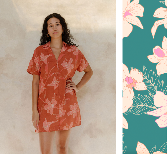 Rhea Dress in Isle Orchid (Teal): Yireh