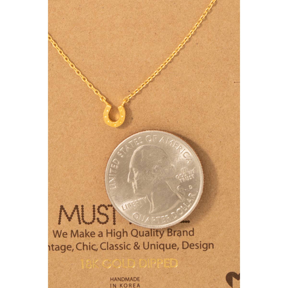Dainty Mini Horseshoe Pendant Necklace: G
