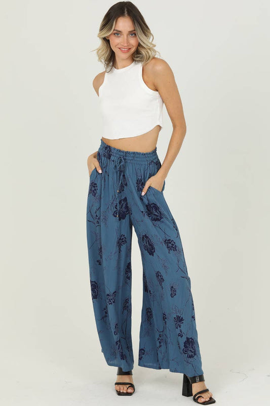 25T20-FQ70 PRINTED WIDE LEG PANTS WITH POCKETS