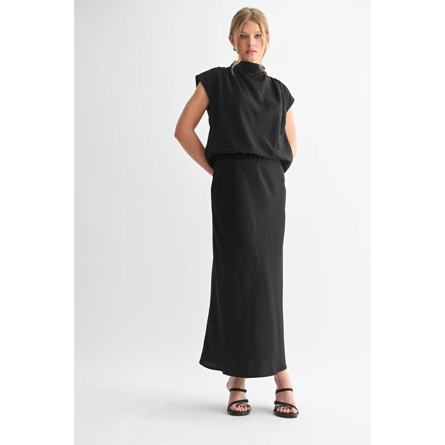 SOLID MAXI SKIRT: Brown / FS65099_4