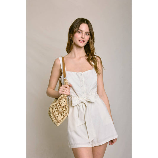 Heaven Sent Button Down Romper: IVORY / FR12522-P1465_1