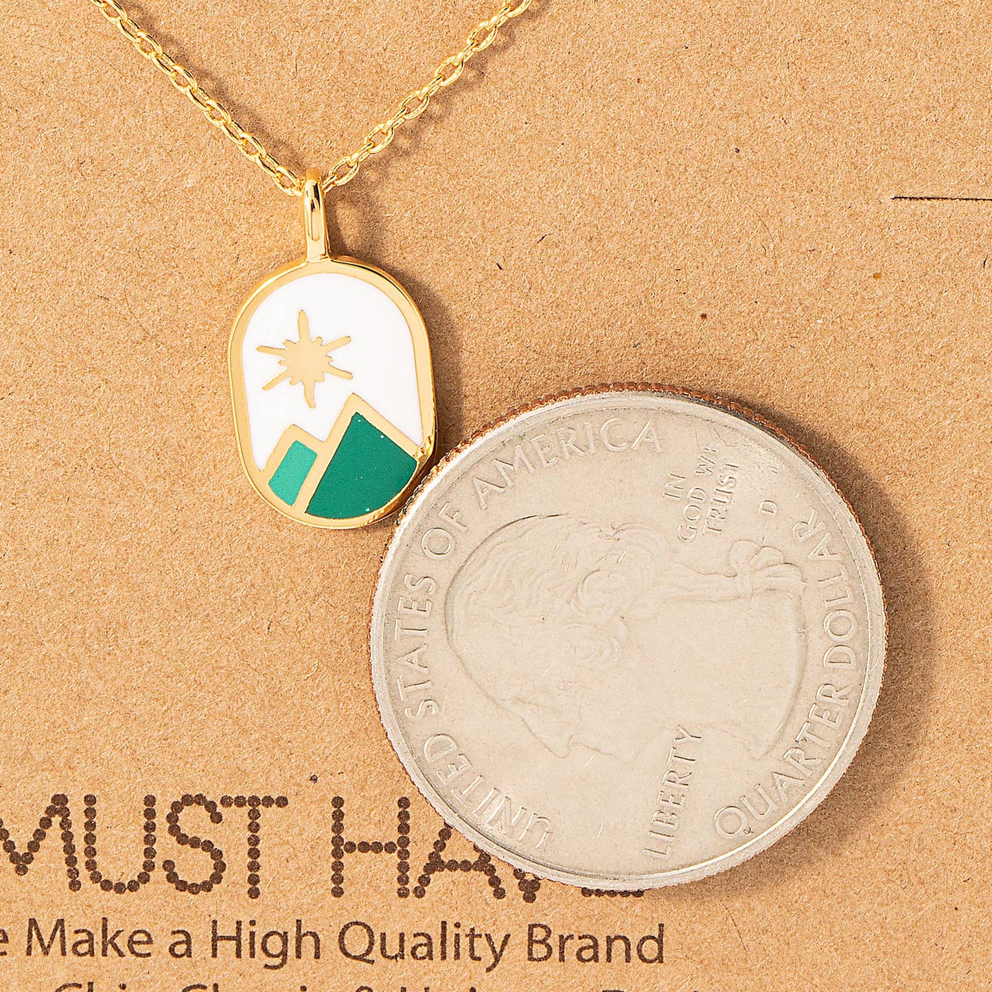 Oval Mountain Range Coin Charm Necklace: G