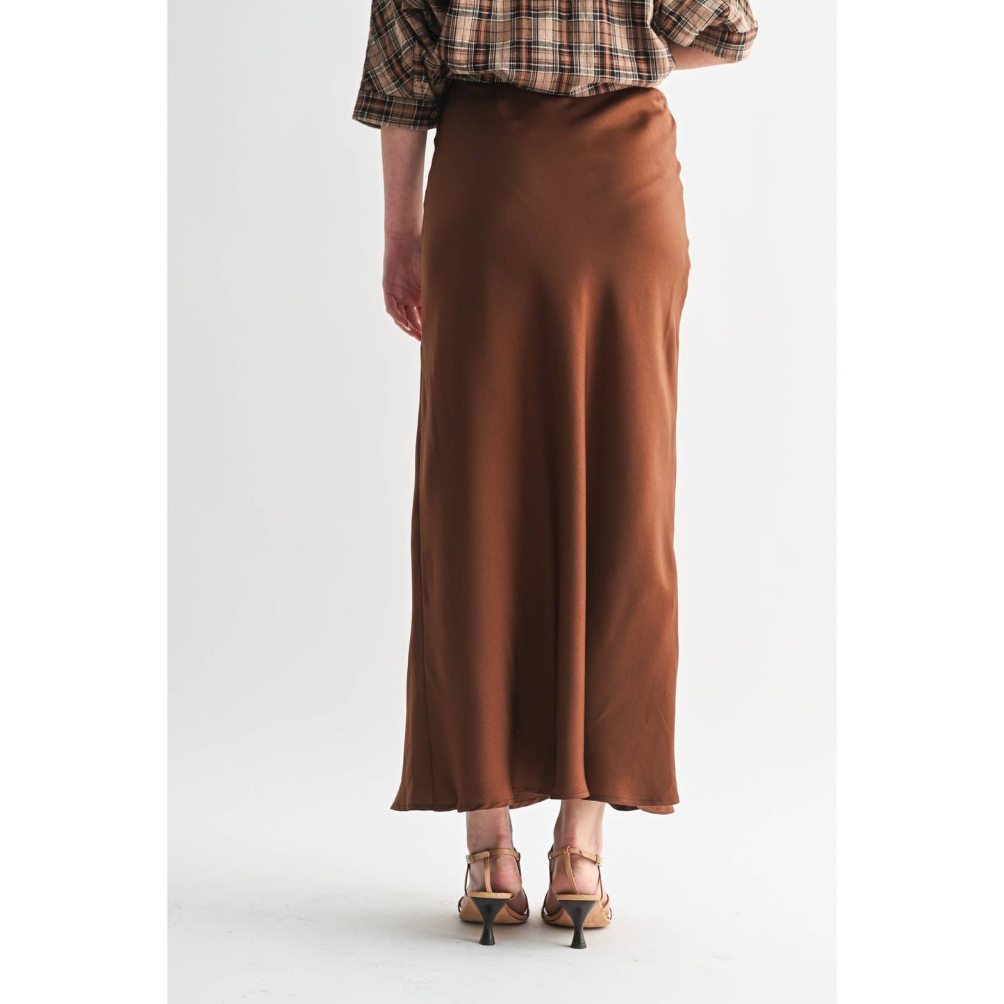 SOLID MAXI SKIRT: Brown / FS65099_4