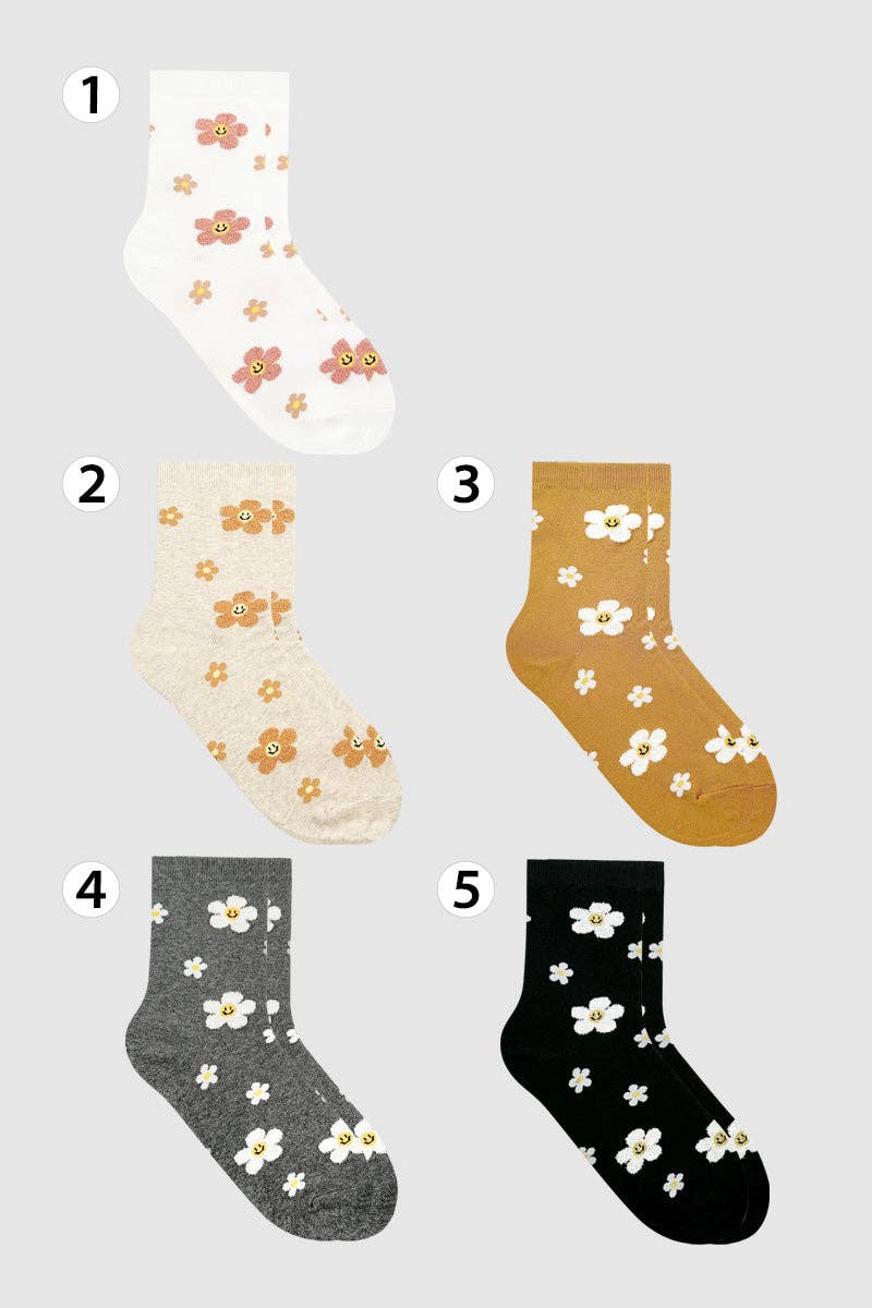 Women's Crew Fluffy Flower Socks: VW-L-034-2