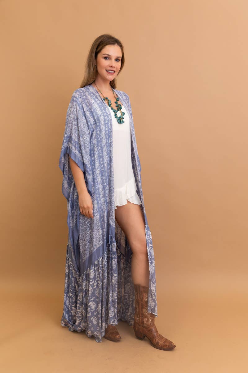 Free Flow Paisley Longline Kimono - Bestseller 😍: Chambray