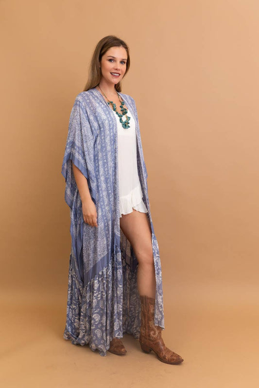 Free Flow Paisley Longline Kimono - Bestseller 😍: Chambray