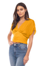 Load image into Gallery viewer, Satin Cropped Blouse With Pleat - EB118559: Taro
