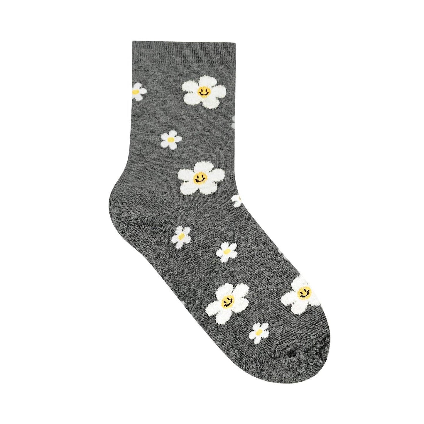 Women's Crew Fluffy Flower Socks: VW-L-034-2