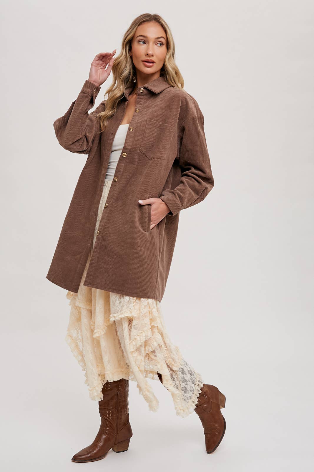 LACE TIER MIDI SKIRT: ECRU / B01619