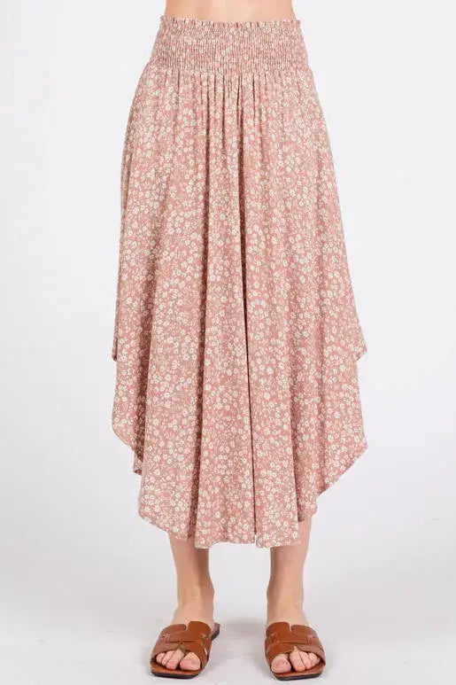 Print Waist Smocked Skirts - VNS16762H8: Night Purple