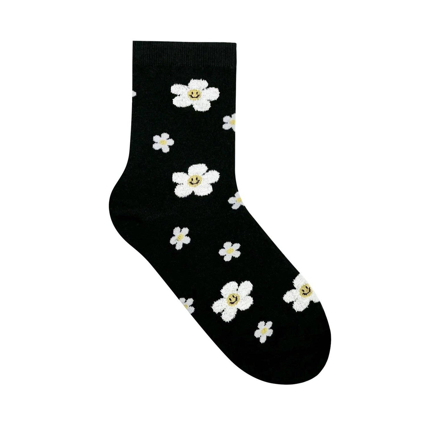 Women's Crew Fluffy Flower Socks: VW-L-034-2