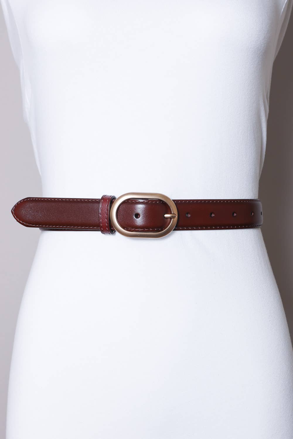 Matte Rosegold Oval Buckle Hip Belt: Brown