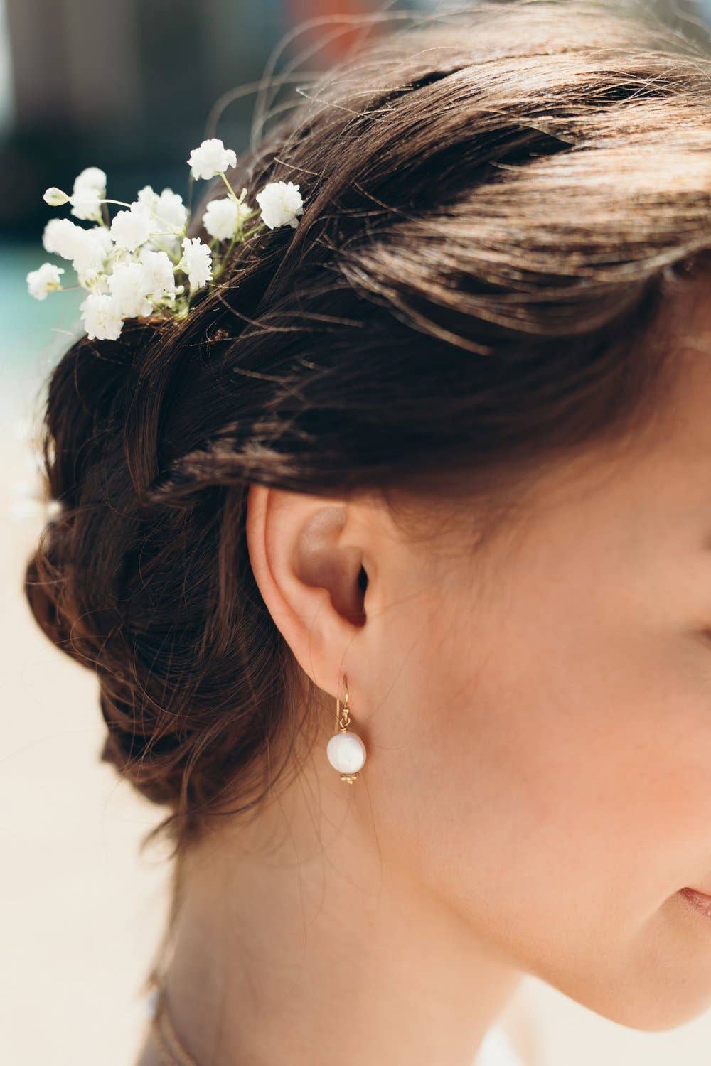 [Kiele] - Adriana Classic Round Pearl Drop Earrings - Gold