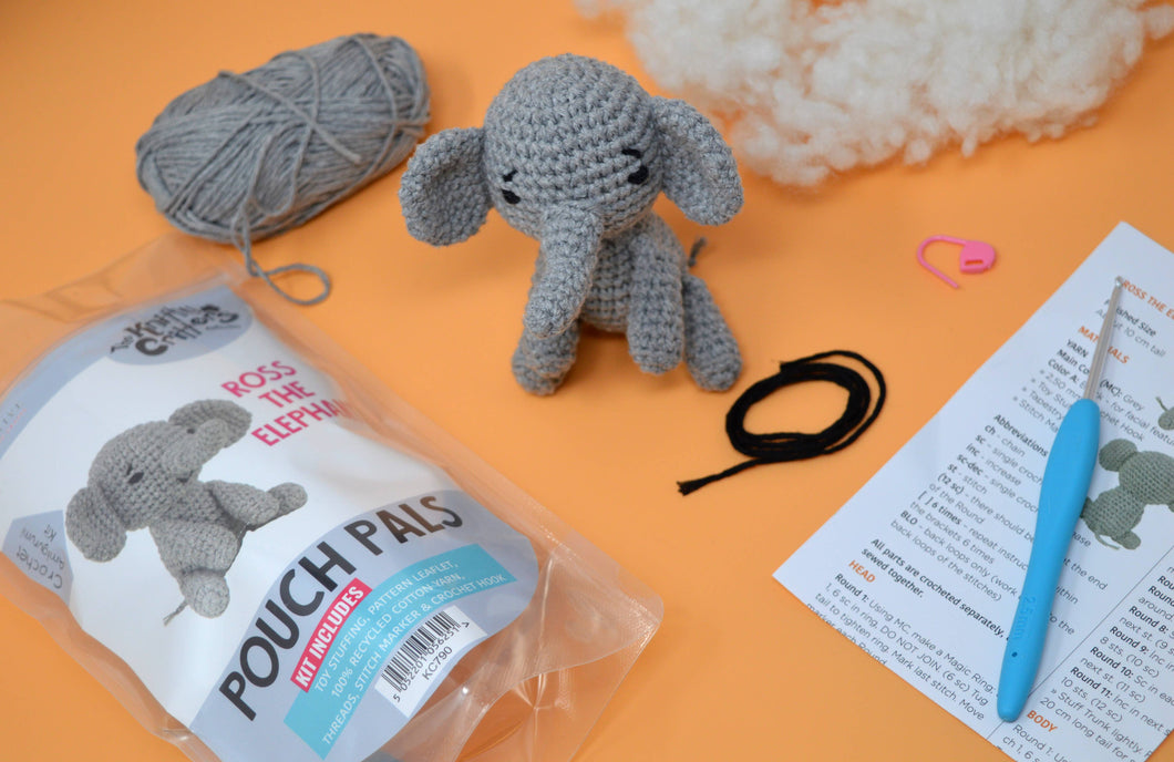 Knitty Critters - Pouch Pals - Ross The Elephant Crochet Kit