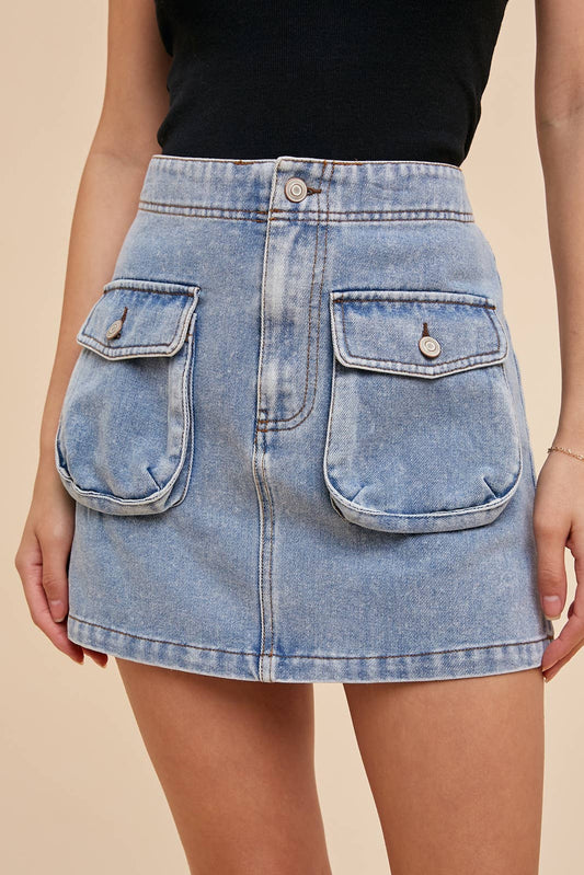 DENIM CARGO MINI SKIRT