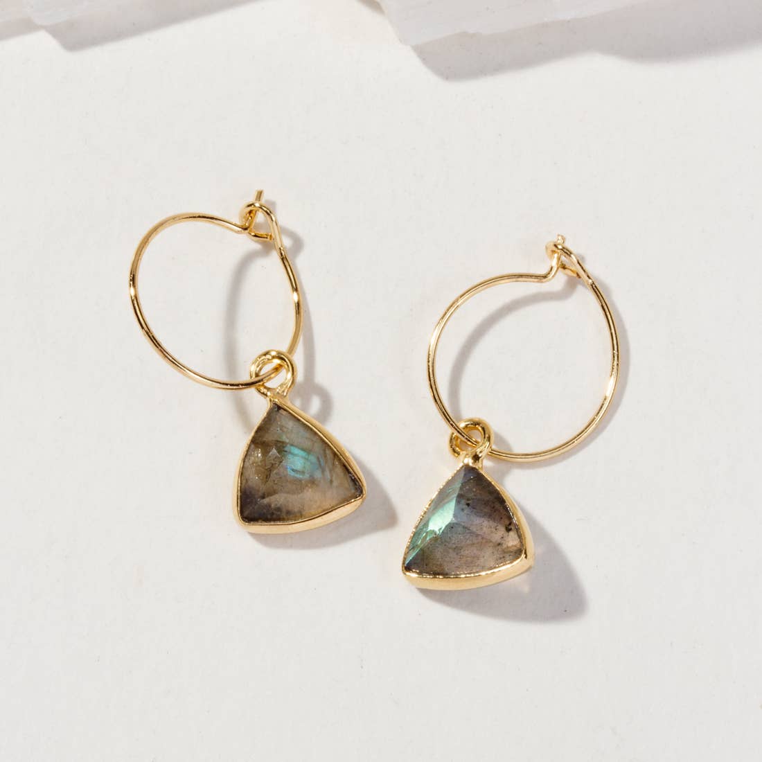 Bermuda Triangle Mini Hoop Earrings- Labradorite