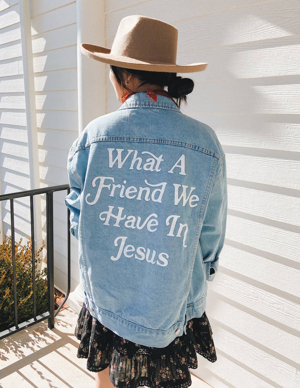 What a Friend In Jesus Denim Jacket: L