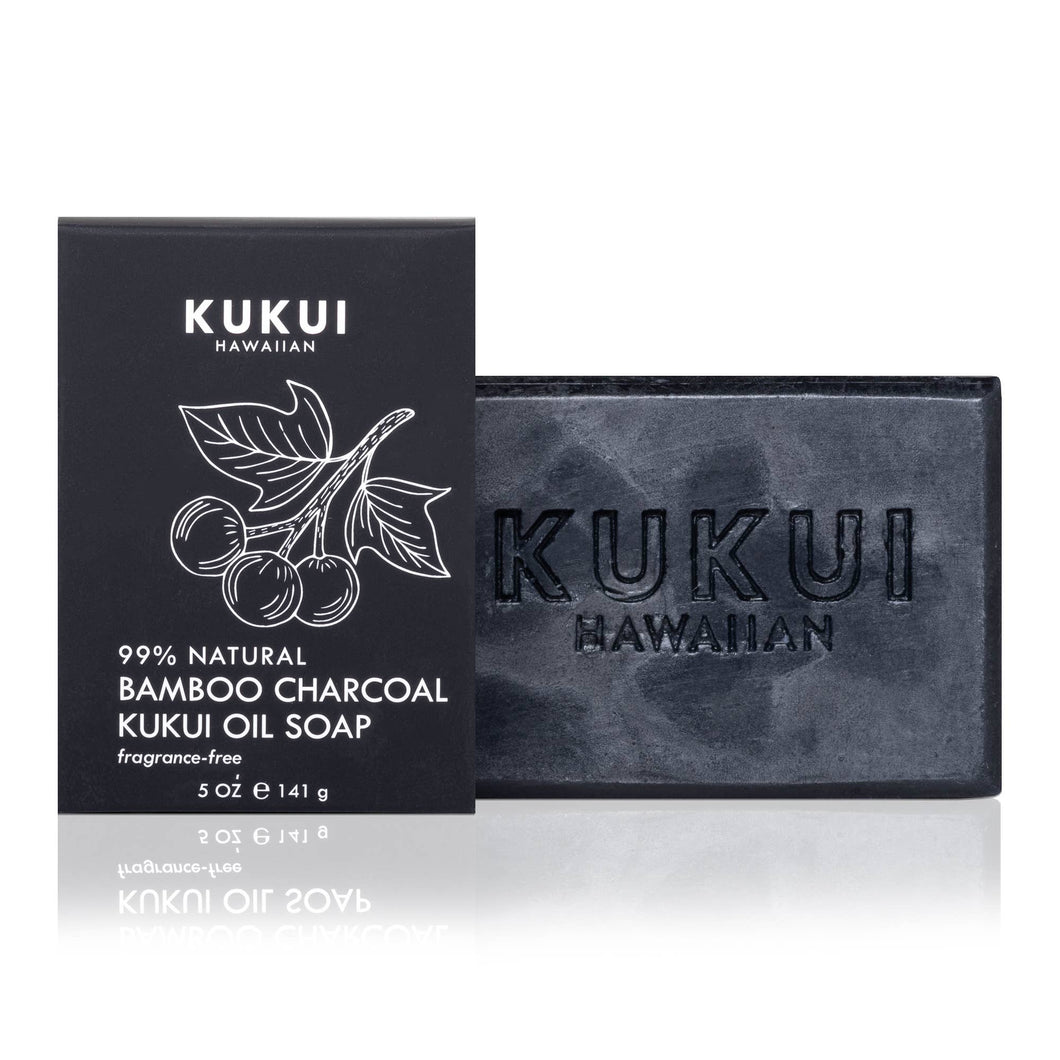 Bamboo Charcoal Kukui Oil Soap, Fragrance-Free, 99% Natural (S0851)