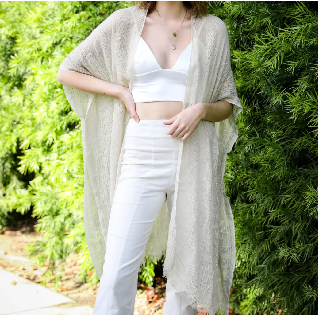 Open Weave Sequin Kimono