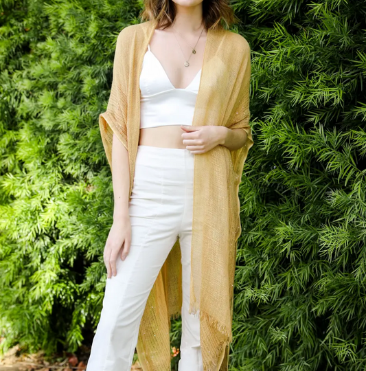 Open Weave Sequin Kimono