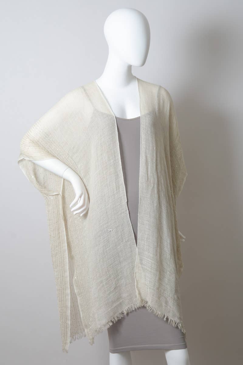 Open Weave Sequin Kimono