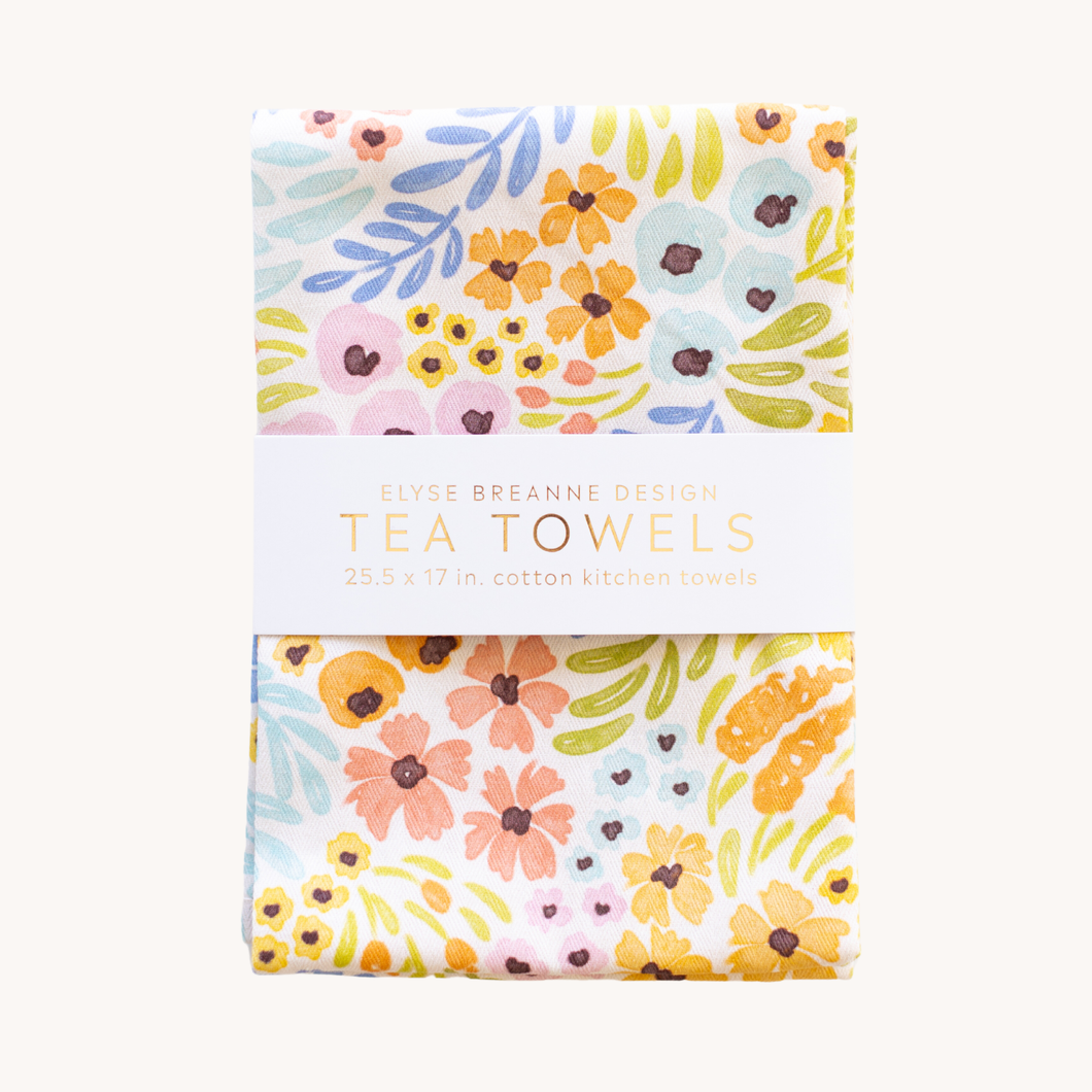 Pack of 2 Pastel Wildflower Tea Towels