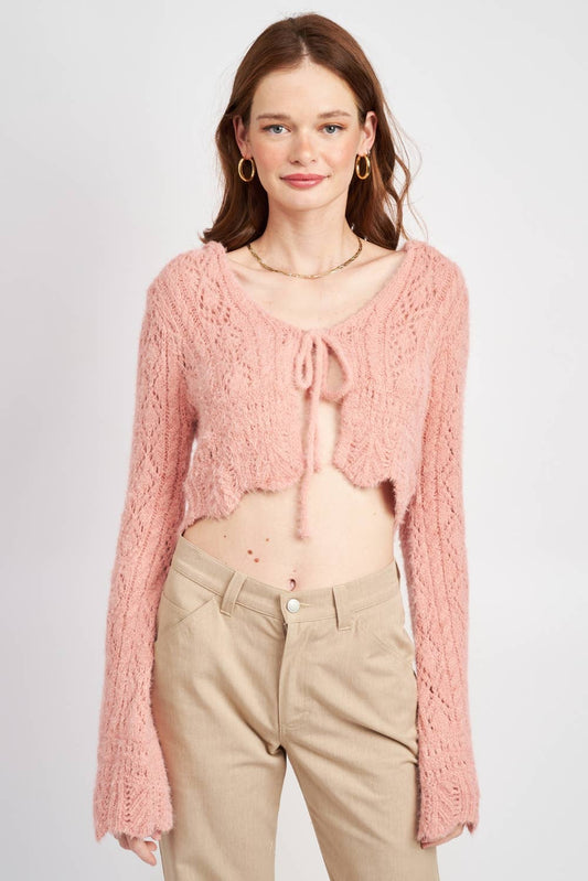 LONG SLEEVE FRONT TIE CARDIGAN