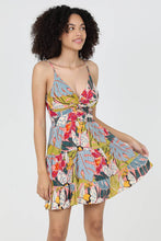 Load image into Gallery viewer, C4143-A865 TROPICAL PRINT V NECK TWIST FRONT CUT OUT DRESS
